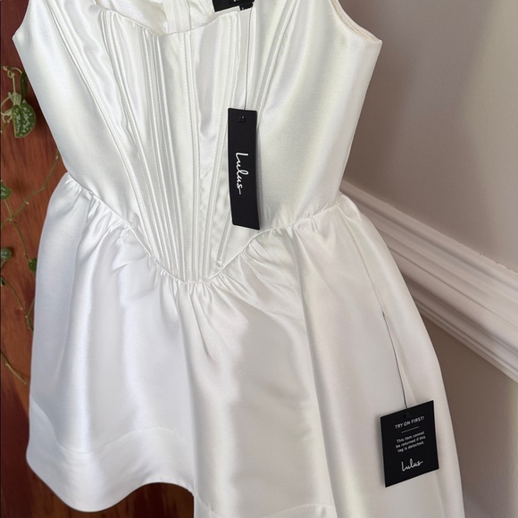 Lulus Bubbly Love White Taffeta Corset Mini Dress - Picture 5 of 9